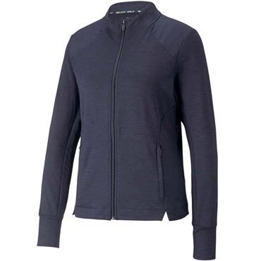 Puma Ladies Heather Full-Zip Cloudspun Jacket Navy Blazer Heather