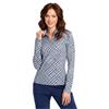 EPNY Ladies Long Sleeve Multi Plaid Print Polo Shirt Inky Multi