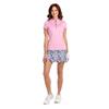 EPNY Ladies Cap Sleeve Mock Polo Shirt with Lettuce Edge Blossoms Multi