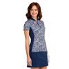 EPNY Ladies Cap Sleeve Paisley Mandarin Polo Shirt Inky Multi