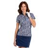 EPNY Ladies Cap Sleeve Paisley Mandarin Polo Shirt Inky Multi