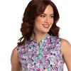 EPNY Ladies Sleeveless Picot Trim Paisley Polo Shirt Bay Multi