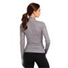 EPNY Ladies Long Sleeve Geo Print Zip Mandarin Polo Shirt White Multi