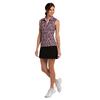EPNY Ladies Sleeveless Clean Line Geo Print Polo Shirt Black Multi