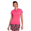 EPNY Ladies Cap Sleeve V Placket Polo Shirt Ruby Peach