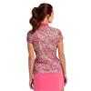 EPNY Ladies Cap Sleeve Swirling Animal Print Polo Shirt Ruby Peach Multi