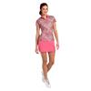 EPNY Ladies Cap Sleeve Swirling Animal Print Polo Shirt Ruby Peach Multi