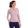 EPNY Ladies Long Sleeve Delicate Floral Print Polo Shirt Orangina Multi