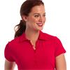 EPNY Ladies Cap Sleeve Rib Polo Shirt with Button Loop Candy Apple