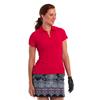 EPNY Ladies Cap Sleeve Rib Polo Shirt with Button Loop Candy Apple