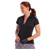 EPNY Ladies Cap Sleeve Crossover Placket Polo Shirt Navy Multi