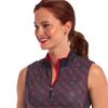 EPNY Ladies Sleeveless Bias Geo Dot Print Polo Shirt Navy Multi