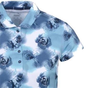 Puma Ladies Cloudspun Floral Polo Navy Blue