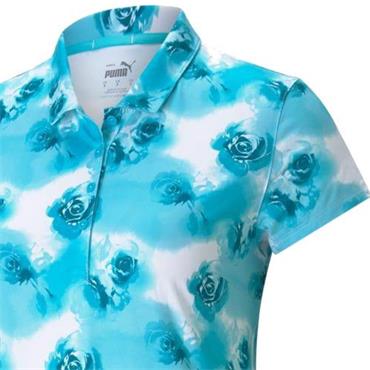 Puma Ladies Cloudspun Floral Polo Scuba Blue