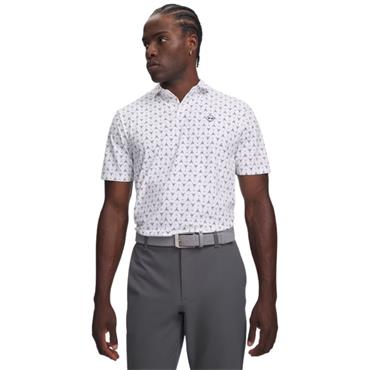Under Armour Gents Drive Chill Printed Polo White - Midnight Navy (White 101)