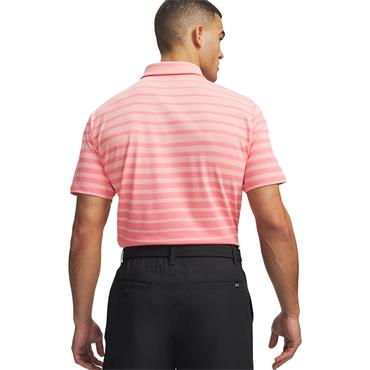Under Armour Gents Drive Stripe Polo Shirt  Posh Pink - Midnight Navy (Pink603)