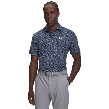 Under Armour Gents Matchplay Printed Polo Academy - Opal Blue - White (408)