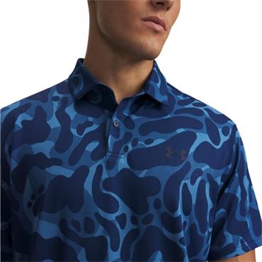 Under Armour Gents Matchplay Printed Polo Aegean Blue - Academy (Blue 430)