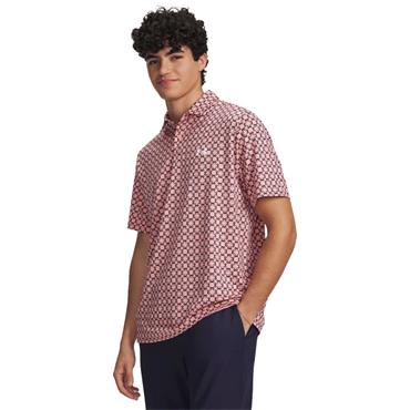 Under Armour Gents Matchplay Printed Polo Shirt Posh Pink - Midnight Navy (604)