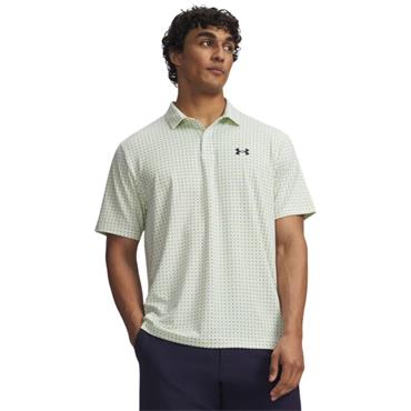 Under Armour Gents Matchplay Printed Polo White - Green Citrine (White 102)