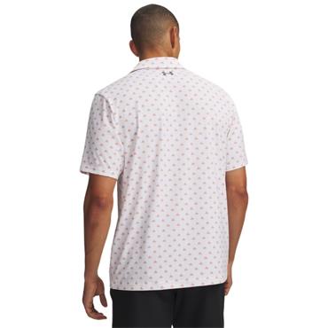 Under Armour Gents Matchplay Printed Polo White - Vintage Maroon (White 103)