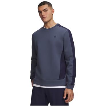 Under Armour Gents Drive Midlayer Crew Downpour Grey - White - Aegean Blue (044)