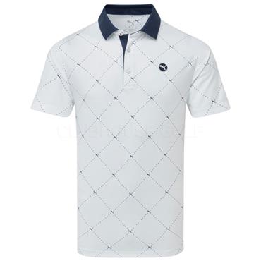 Puma Gents Pure 2.0 Argyle Polo Shirt White - Navy