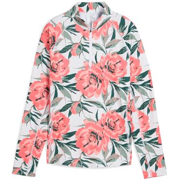 Puma Ladies YouV Beautiful Game 1/4 Zip Top White - Peach