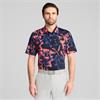Puma Gents MATTR Broken Flower Polo Shirt Navy - Orange