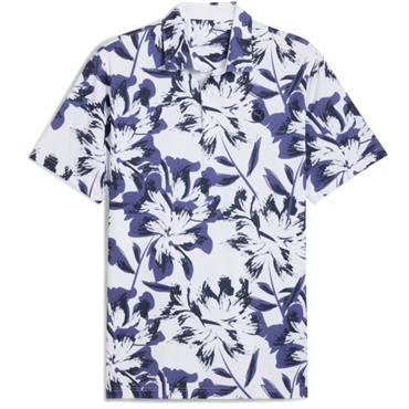 Puma Gents MATTR Broken Flower Polo Shirt White - Blue
