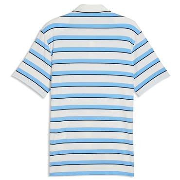 Puma Gents Cloudspun Stripe Polo Shirt  Warm White - Team Light Blue