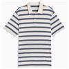 Puma Gents Cloudspun Stripe Polo Shirt Warm White - Dark Indigo