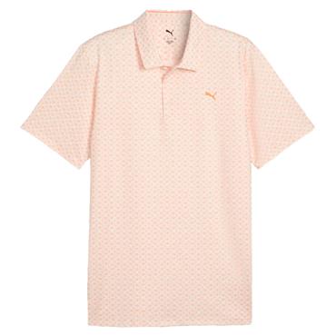 Puma Gents Mattr Scallop Polo Shirt Warm White - Melon Glow