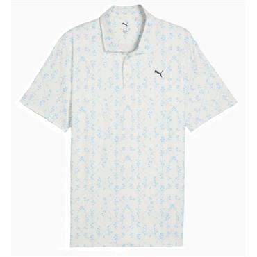 Puma Gents Cloudspun Argyle Bloom Polo Shirt Warm White - Team Light Blue