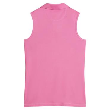Puma Ladies Birdseye Sleeveless Polo Shirt White Glow - Pink Opal