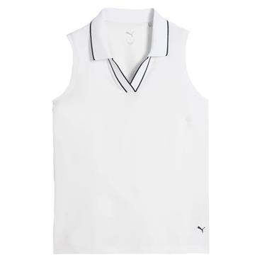 Puma Ladies Cloudspun Essential Sleeveless Polo Shirt Whte Glow