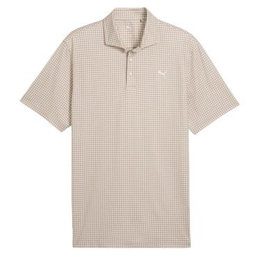 Puma Gents Cloudspun Mono Check Polo Shirt White - Coffee