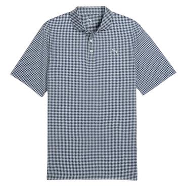 Puma Gents Cloudspun Mono Check Polo Shirt White Glow - Deep Navy