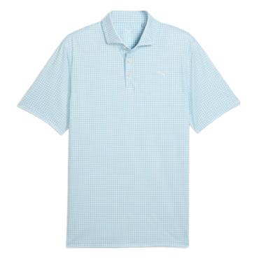 Puma Gents Cloudspun Mono Check Polo Shirt White Glow - Team Light Blue