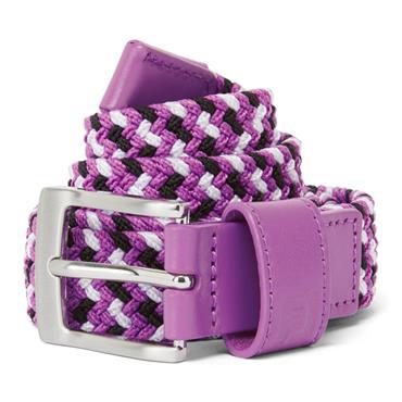 FootJoy Ladies Braided Belt Black - White - Berry