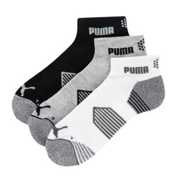 Puma Essential ¼ Cut 3-Pair Socks White - Grey - Black