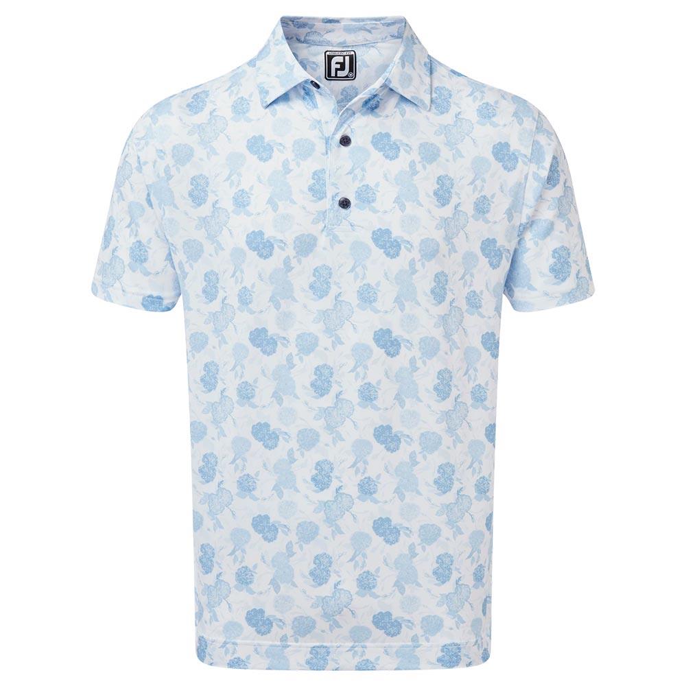 FootJoy Gents Vintage Floral Print Lisle Polo Shirt Sky Blue Golf Store