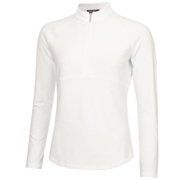 Green Lamb Ladies Meredith Spot Zip Neck Top White