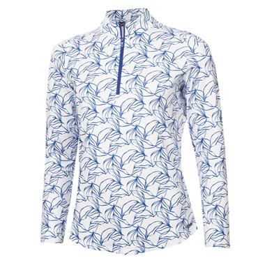 Green Lamb Ladies Elena Printed Long Sleeve ½ Zip Botanic Print