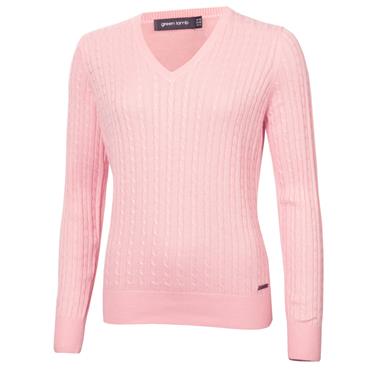 Green Lamb Ladies Ember V Neck Cable Sweater Blossom