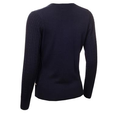 Green Lamb Ladies Ember V Neck Cable Sweater Navy