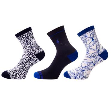 Green Lamb Ladies 3-Pair Socks Navy/ Eletric Blue