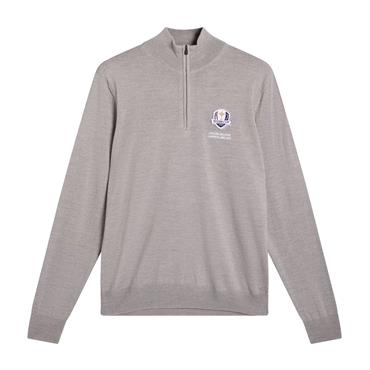 J.Lindeberg Gents Ryder Cup 2027 Kiyan Knit Sweater Light Grey - Melange U199