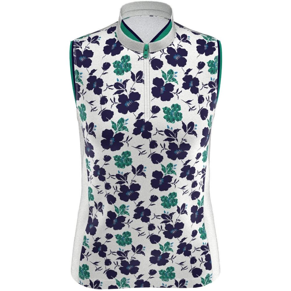 Callaway Ladies Sleeveless Flower Print Polo White Golf Store