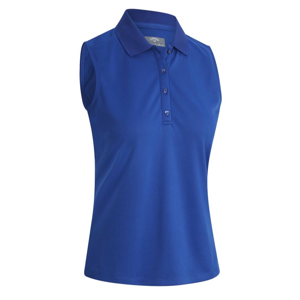 Callaway Ladies Solid Knit Sleeveless Polo Shirt Blue